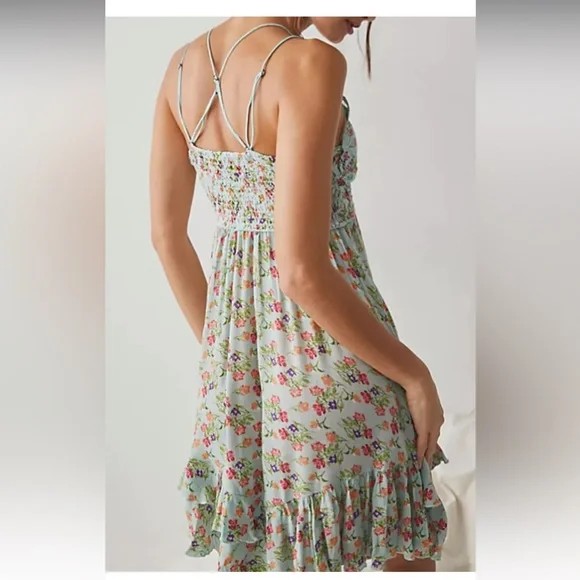 NEW Free People Adella Mini Slip - Blue Sky Combo - Picture 4 of 4